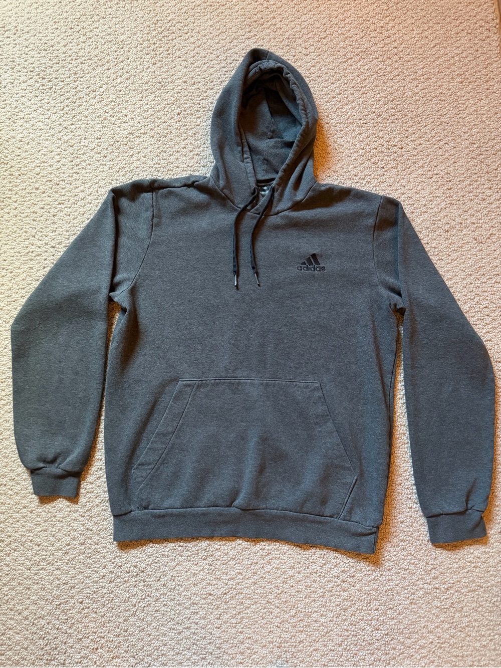Adidas Men's Dark Gray Pullover Hoodie Embroidered Logo Size M